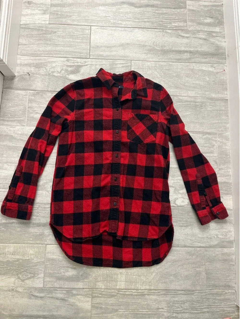 Madewell Black and Red Checkered Flannel